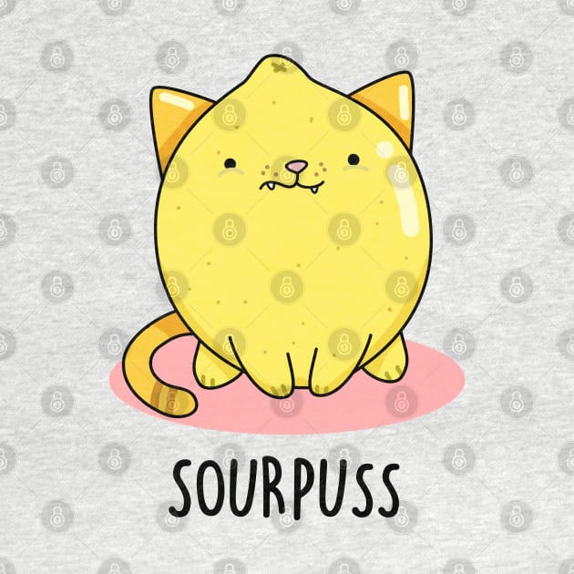 Sour Puss Cute Cat Lemon Pun by punnybone